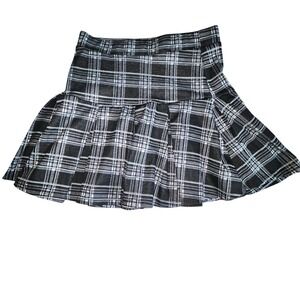 Hesperus Womens Black White Plaid Pleated Mini Skirt Drop Waist Small Academic